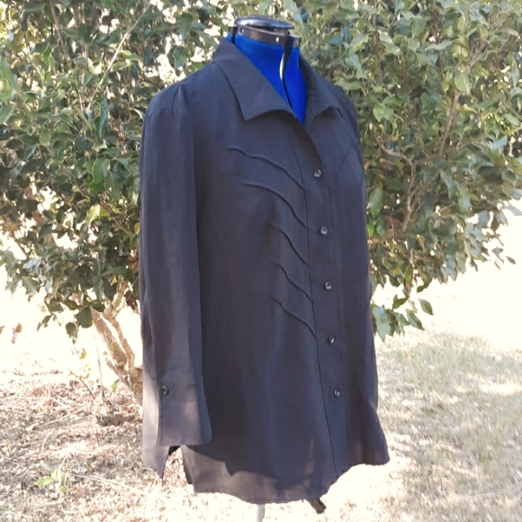 Covington Black Button Up Blouse 3x - Picture 3 of 6